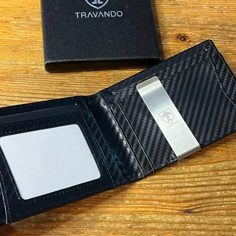 TRAVANDO Mens Slim Wallet with Money Clip Bifold New in Box